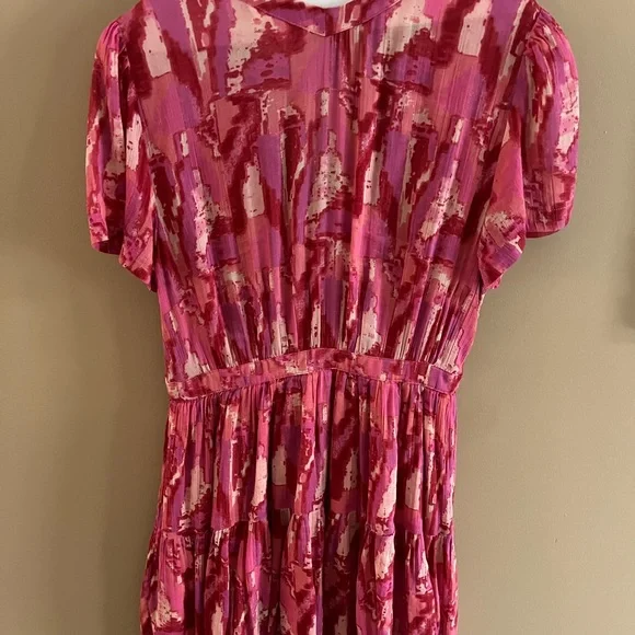 ba&sh V-Neck Red & Pink Patterned Dress - Picture 3 of 4